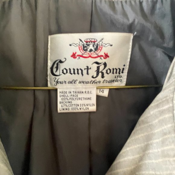 Vintage Count Romi Women's "All Weather Traveler" Grey Pin Striped TrenchCoat 14 - Picture 2 of 5